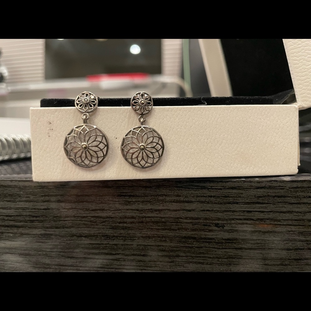 925 Silver Lotus Drop Lucky Earring